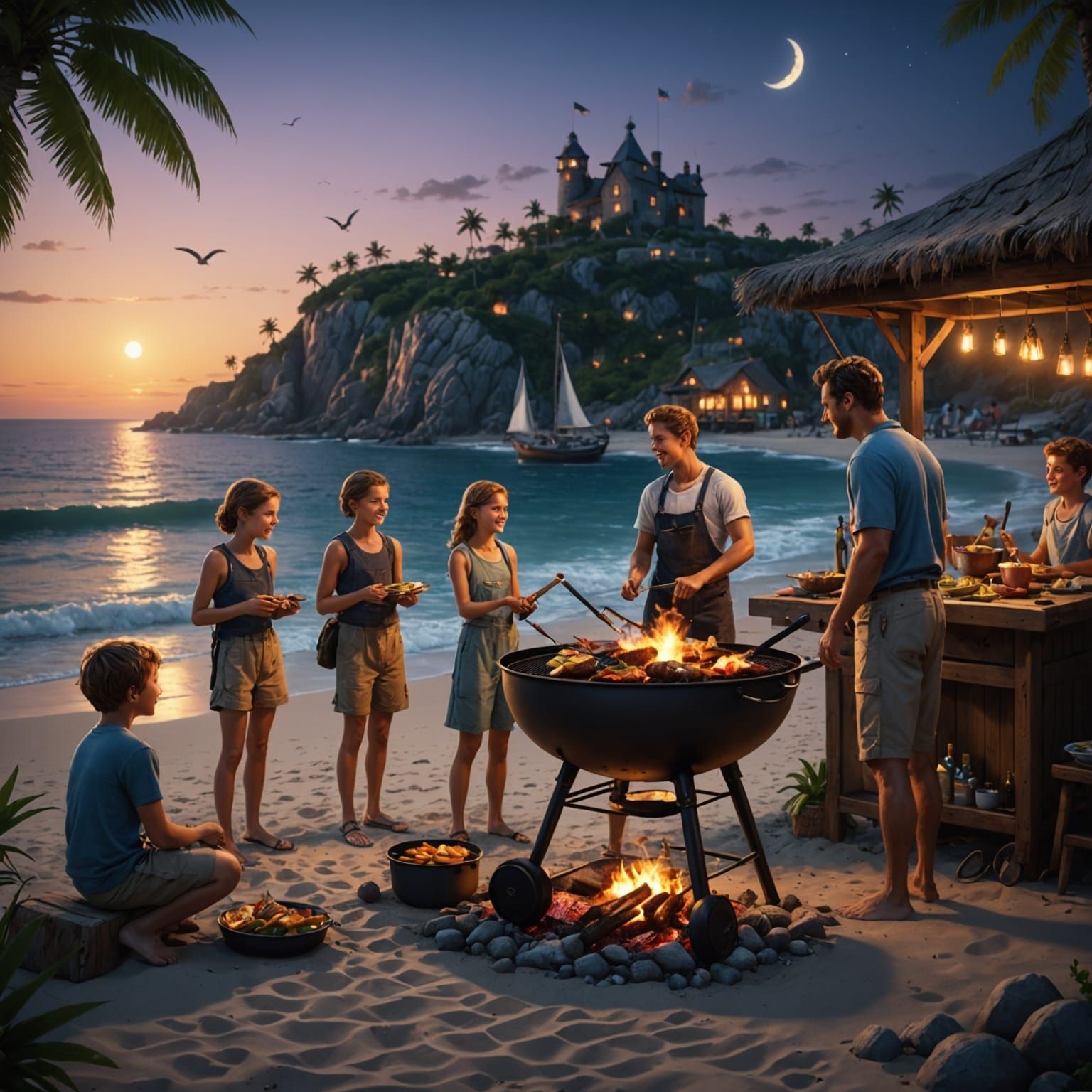 Summer Cookout at the Beach: Fantasy Concept Art
