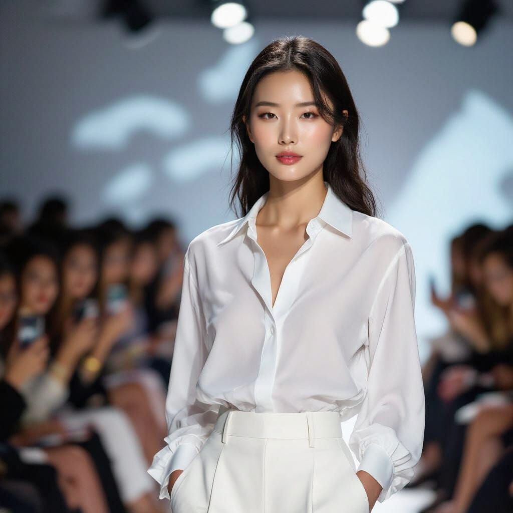 Glamorous Korean Model on Fashion Runway