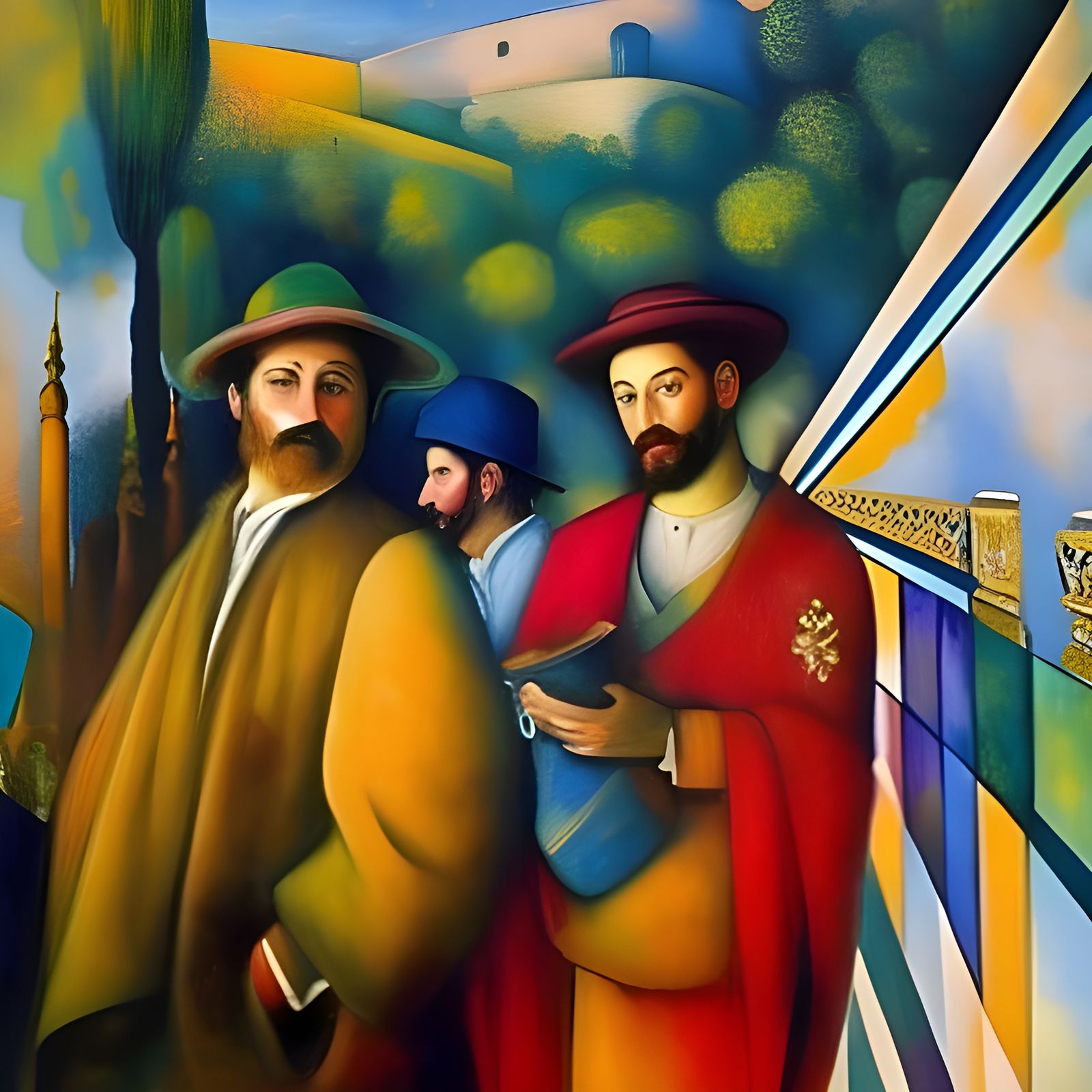 Jewish Man Portrait in Chagall Style