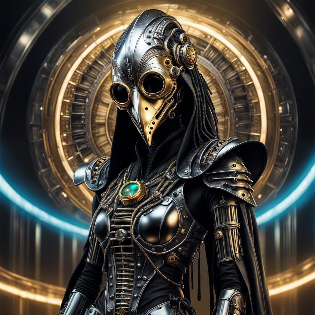 Cyberpunk Plague Doctor in Gothic Armor