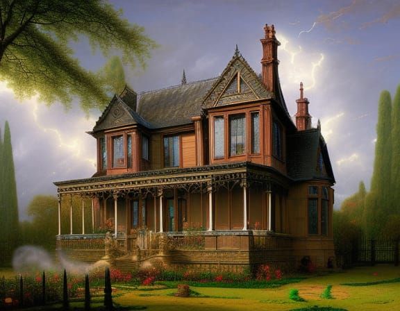 Gothic House Digital Painting in Dark Fantasy Style