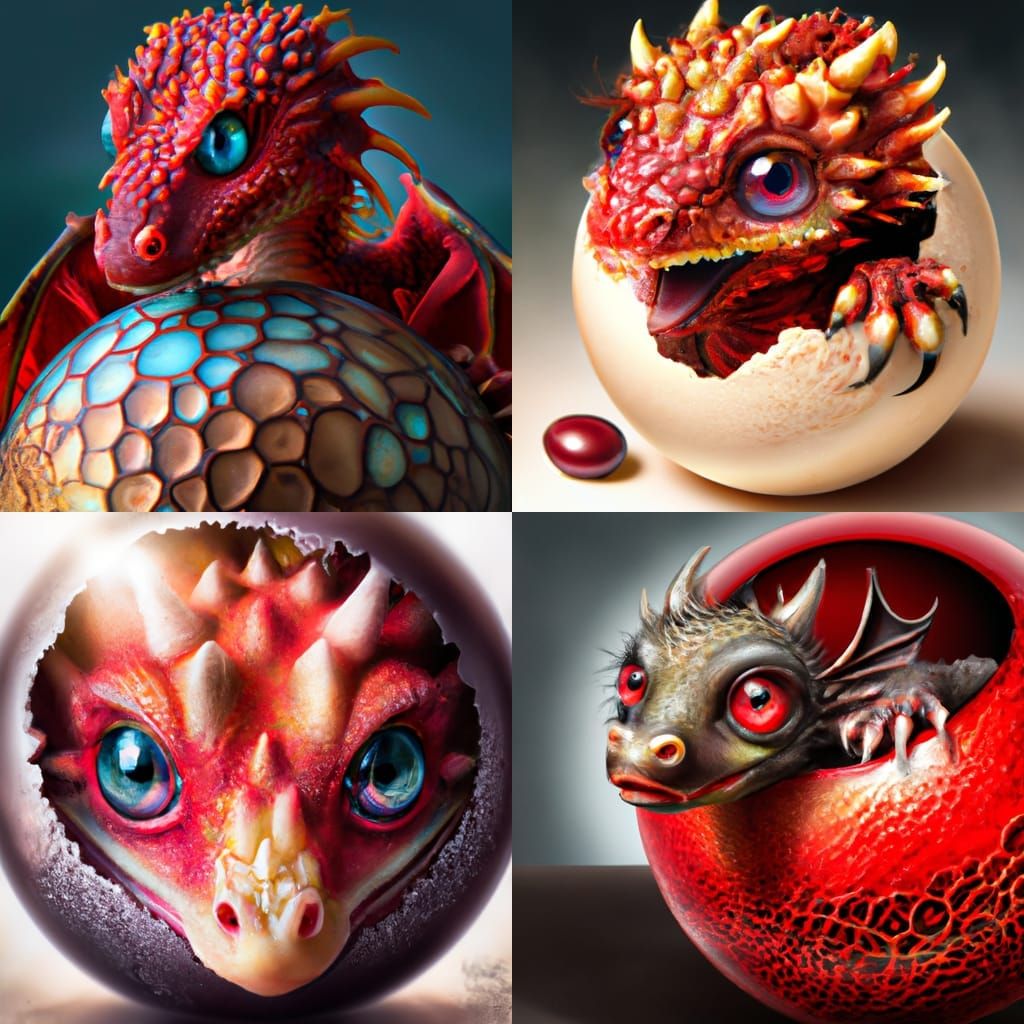 Ruby Dragon Hatchlings in Hyperdetailed 3D Render