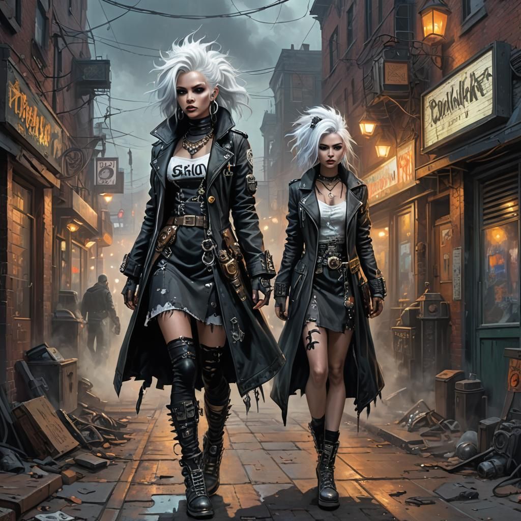 Dieselpunk Lady in Dystopian Setting