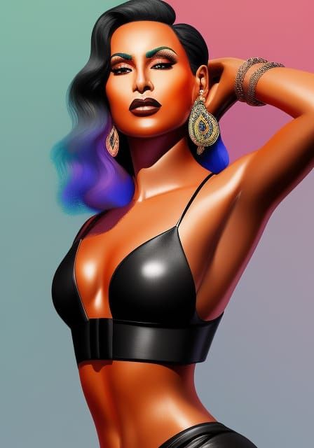 Vibrant Acrylic Portrait of Singer in 4K