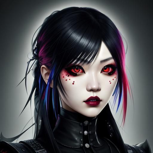 Japanese Goth Industrial Girl in Splash Art Style