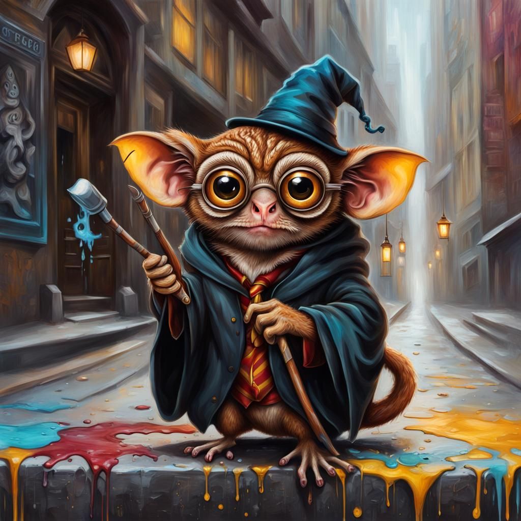 Tarsier as Harry Potter in Graffiti Art
