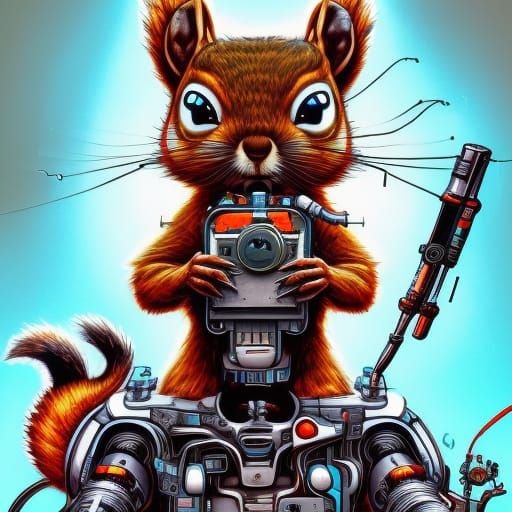 Anthropomorphic Squirrel Mecha in Sci-Fi 3D Art