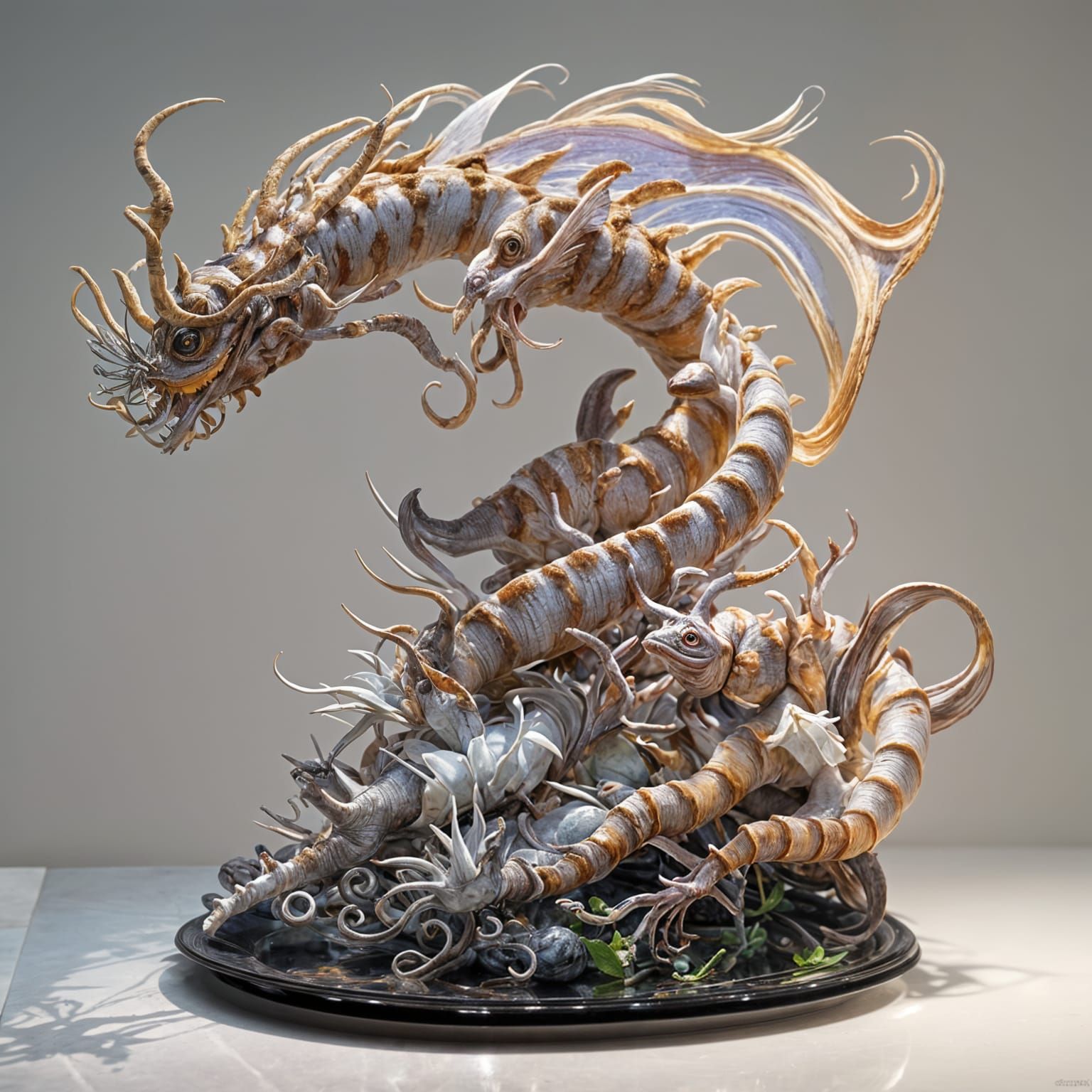 Surreal Restaurant Scene with Bizarre Creatures