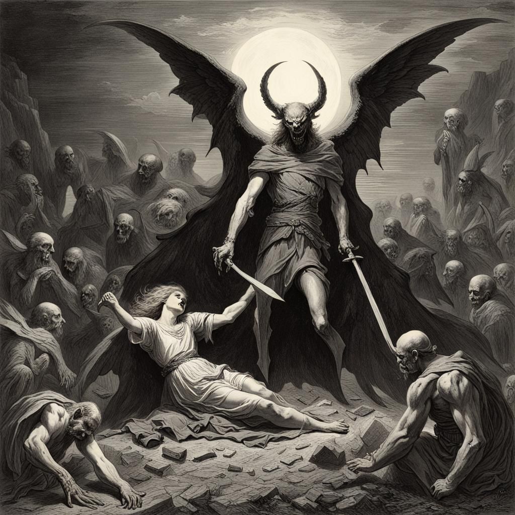 Demonic Angel Slayer: A Bloody Horror Scene