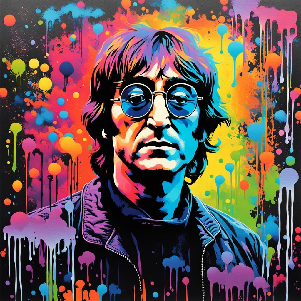Psychedelic Graffiti Art Portrait of John Lennon
