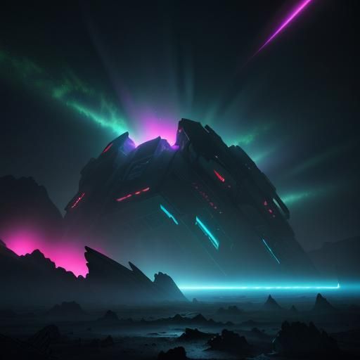 Glowing UFO Crash on Desolate Planet: Sci-Fi Art