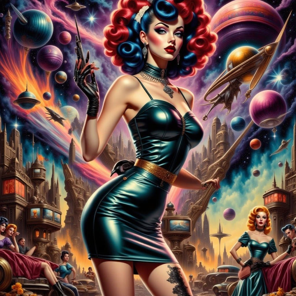 Cosmic Goth Punk Dreamscape in Retro Futurism