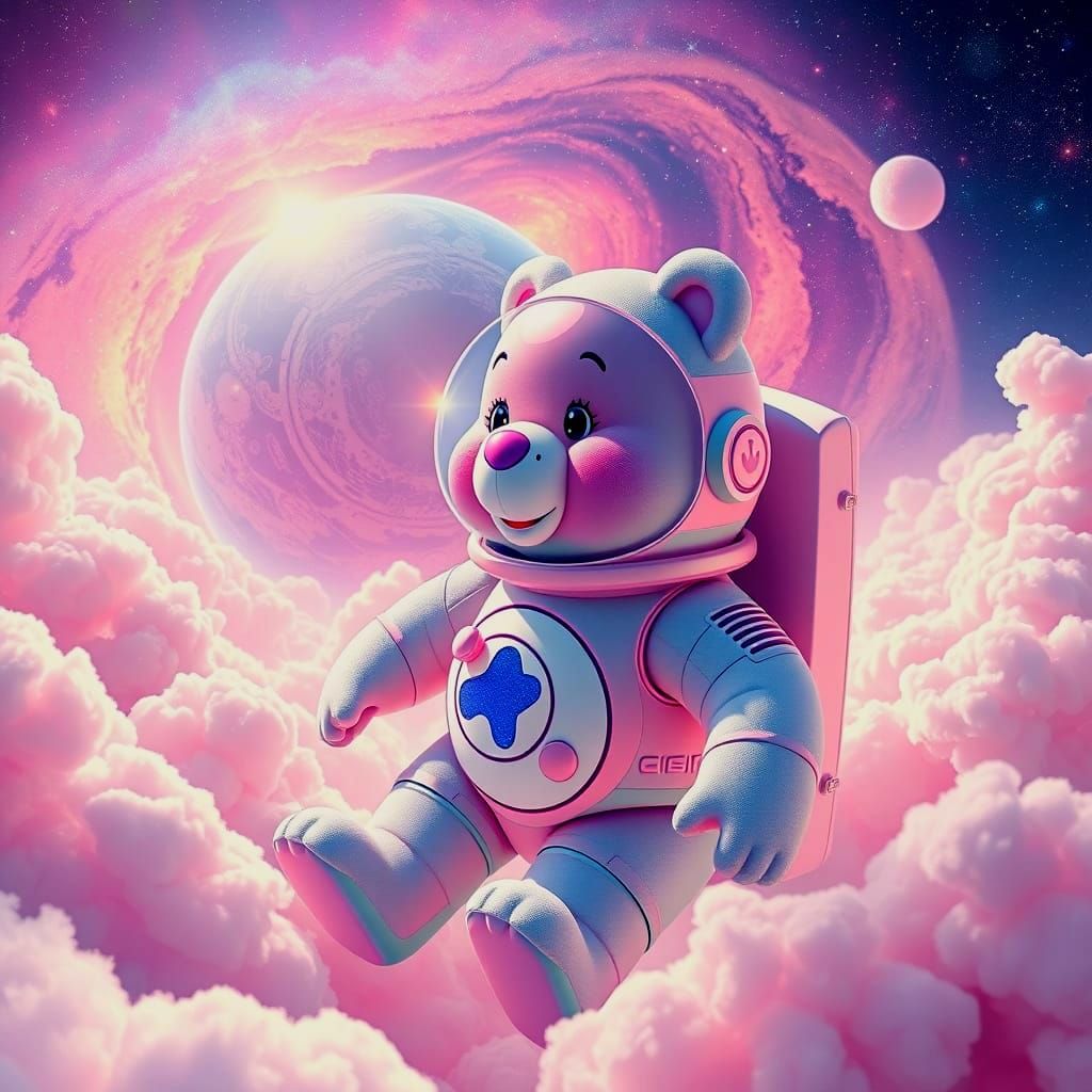 Cosmic Care Bear Odyssey: A Gummy Bear Planet Awaits