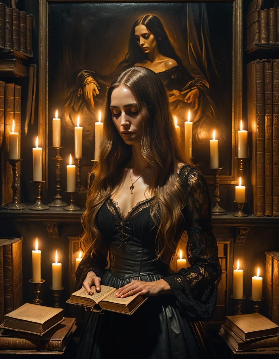 Mysterious Woman in Candlelight: Dark Surrealism