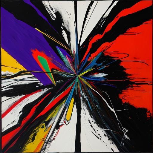 Abstract Expressionism on Black Canvas