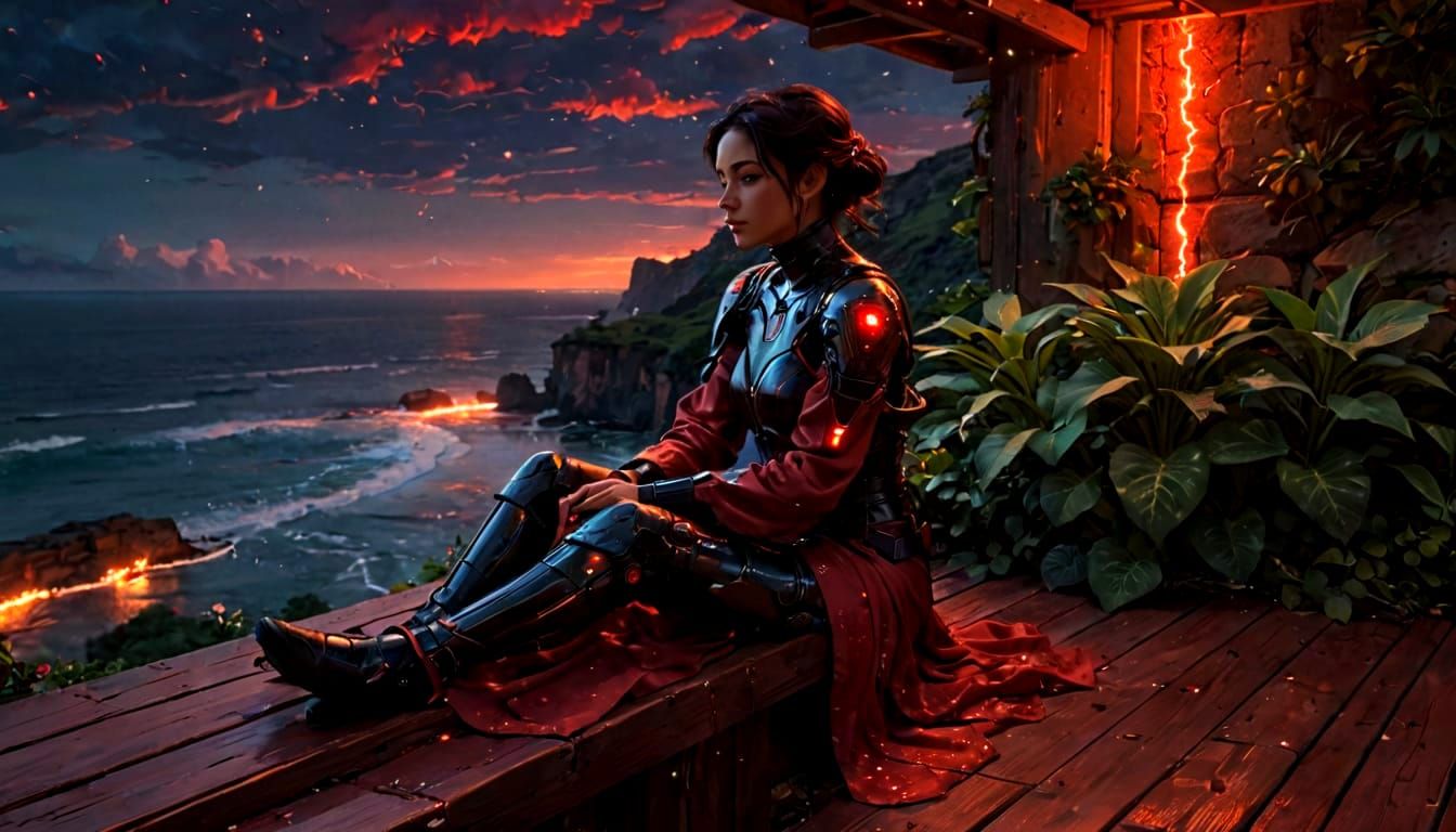 Gothic Latina Goddess in a Dreamlike Exosuit Landscape