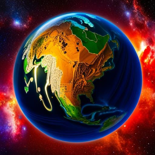 Lego planet earth, back lit HDR beautiful colorful elegant fantastical hyperrealism hypermodernism galactic space cosmic