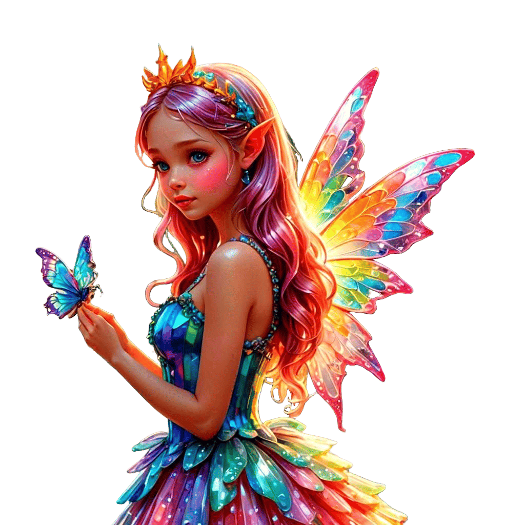 Fantasy Fairy with Sparkling Wings in Candy Art Style