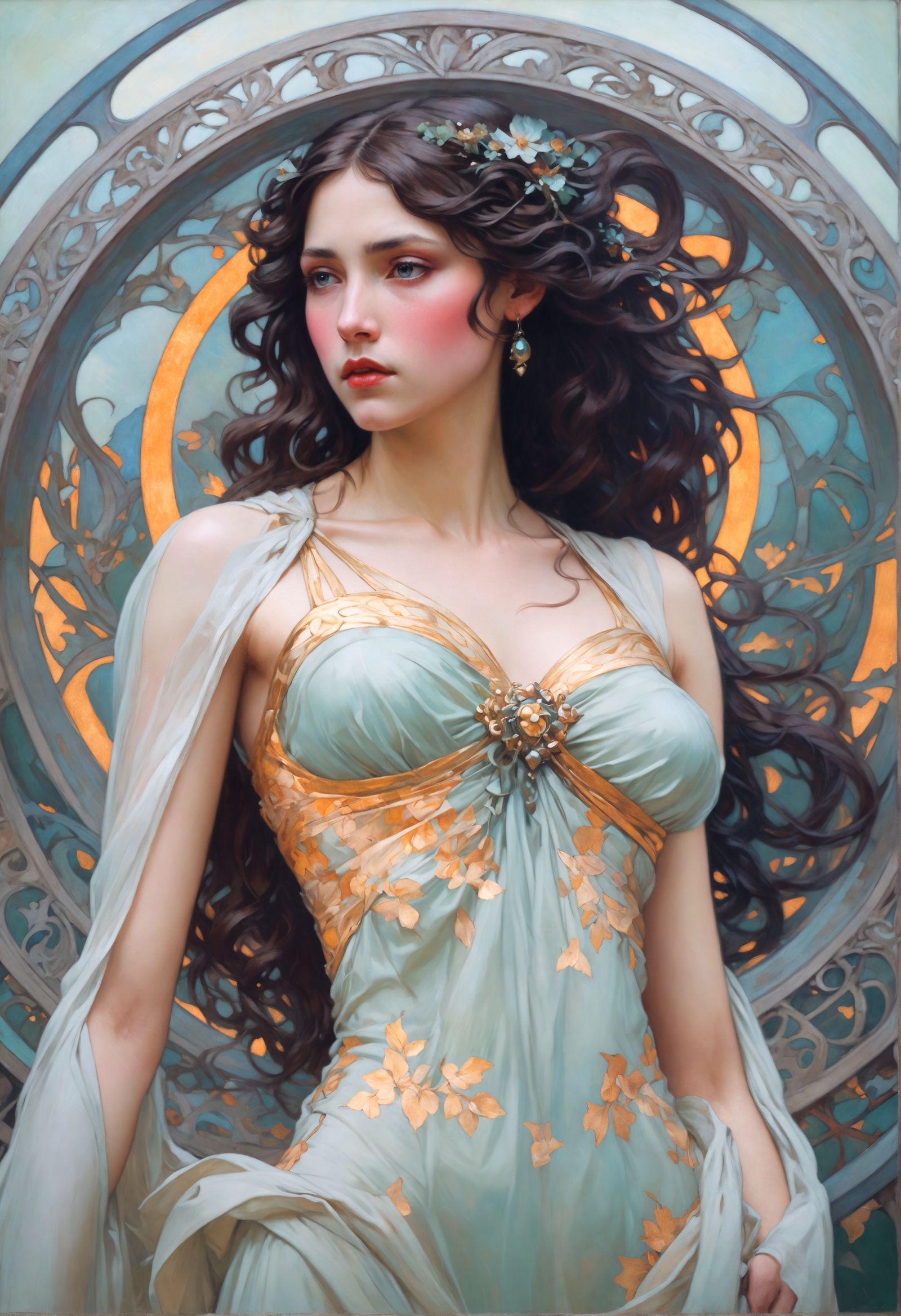 Luminescent Woman in Jungle River at Night