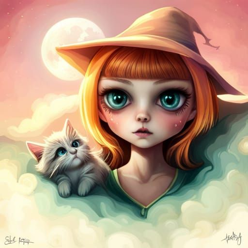 Intricate Skeleton Creature with Kitten in Digital Art