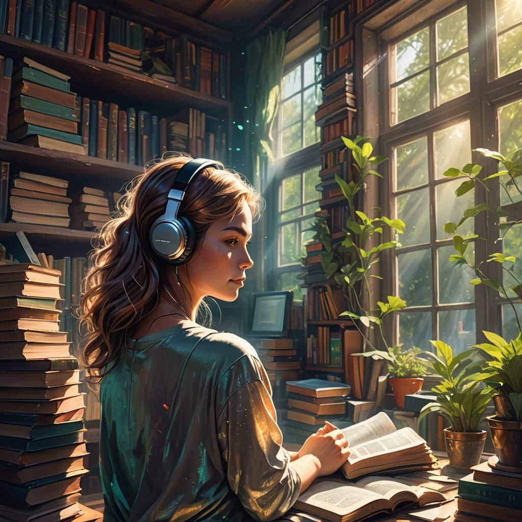 Enchanting Library Scene in Fantasy Concept Art