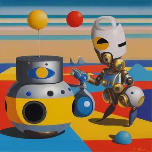 Cute Robots in Op Art Style