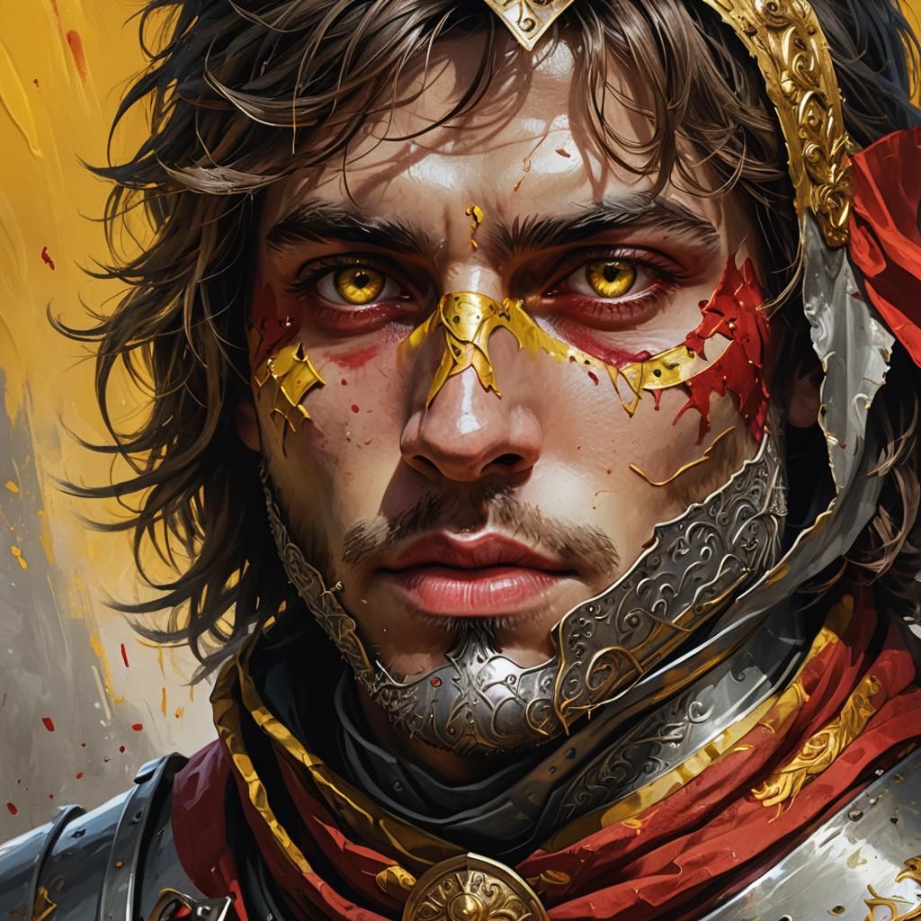 Detailed Portrait of a Young Knight with Heterochromia