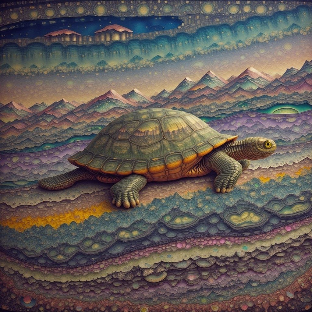 Earth Tortoise in Vibrant Graffiti Art Style