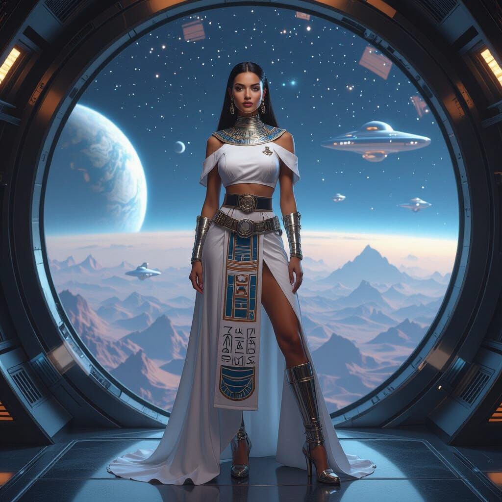 Futuristic Egyptian Priestess in a Syd Mead Style