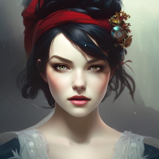 Snow White Bride Portrait in Hyperdetailed Style