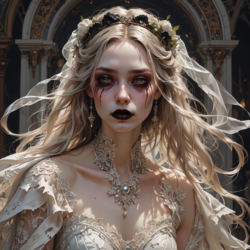 Pale Woman in Torn Dress: Hyperdetailed Digital Portrait