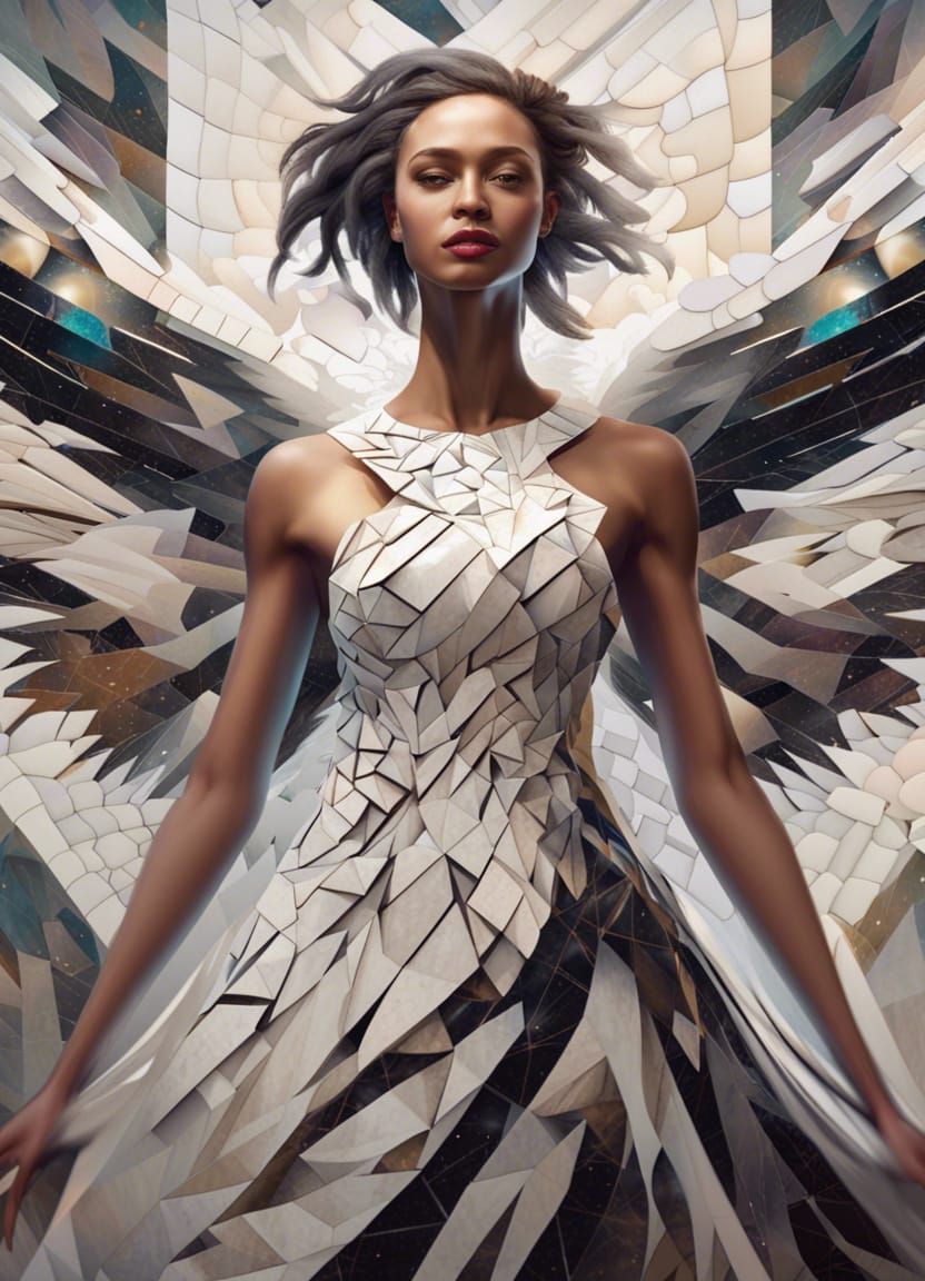 Woman with Black Wings in Lyrical Abstraction