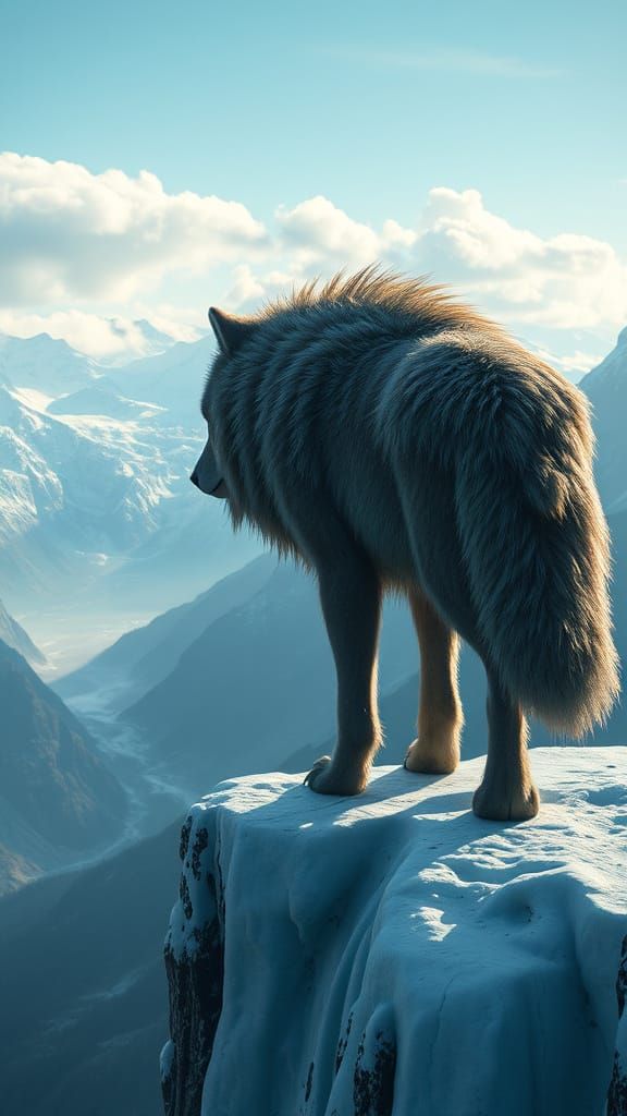 Dire Wolf on Glacier in Detailed Matte Painting Style
