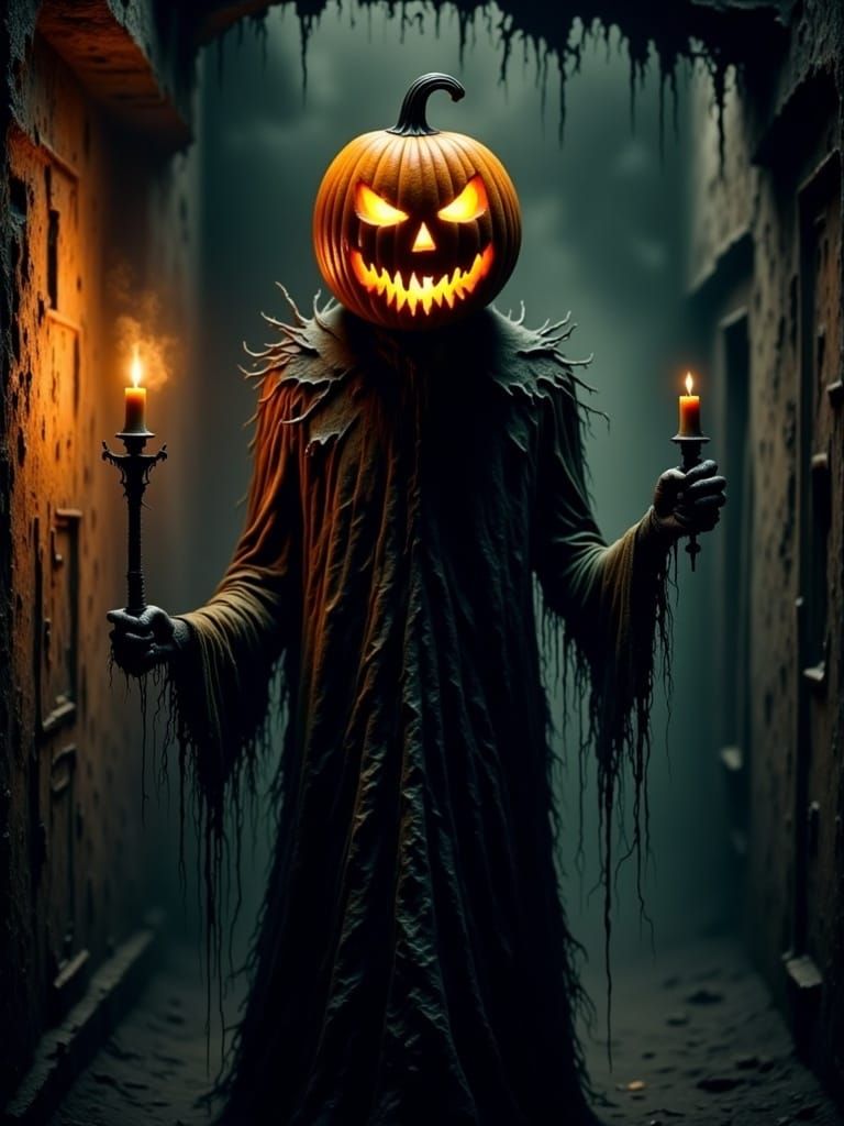 Halloween Pumpkinhead in Abandoned Mansion