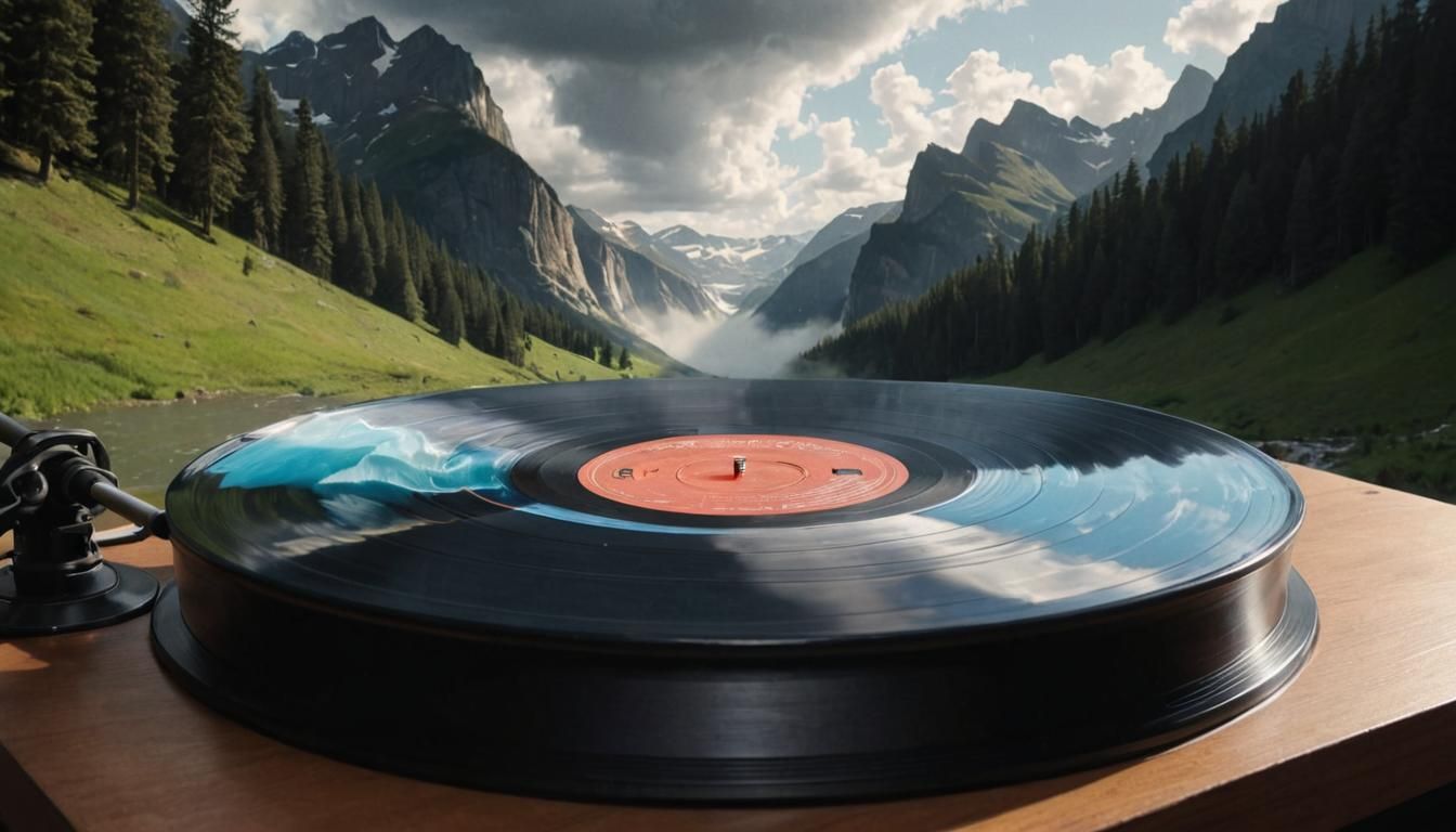 Vinyl Record Valley: Matte Painting in 8k