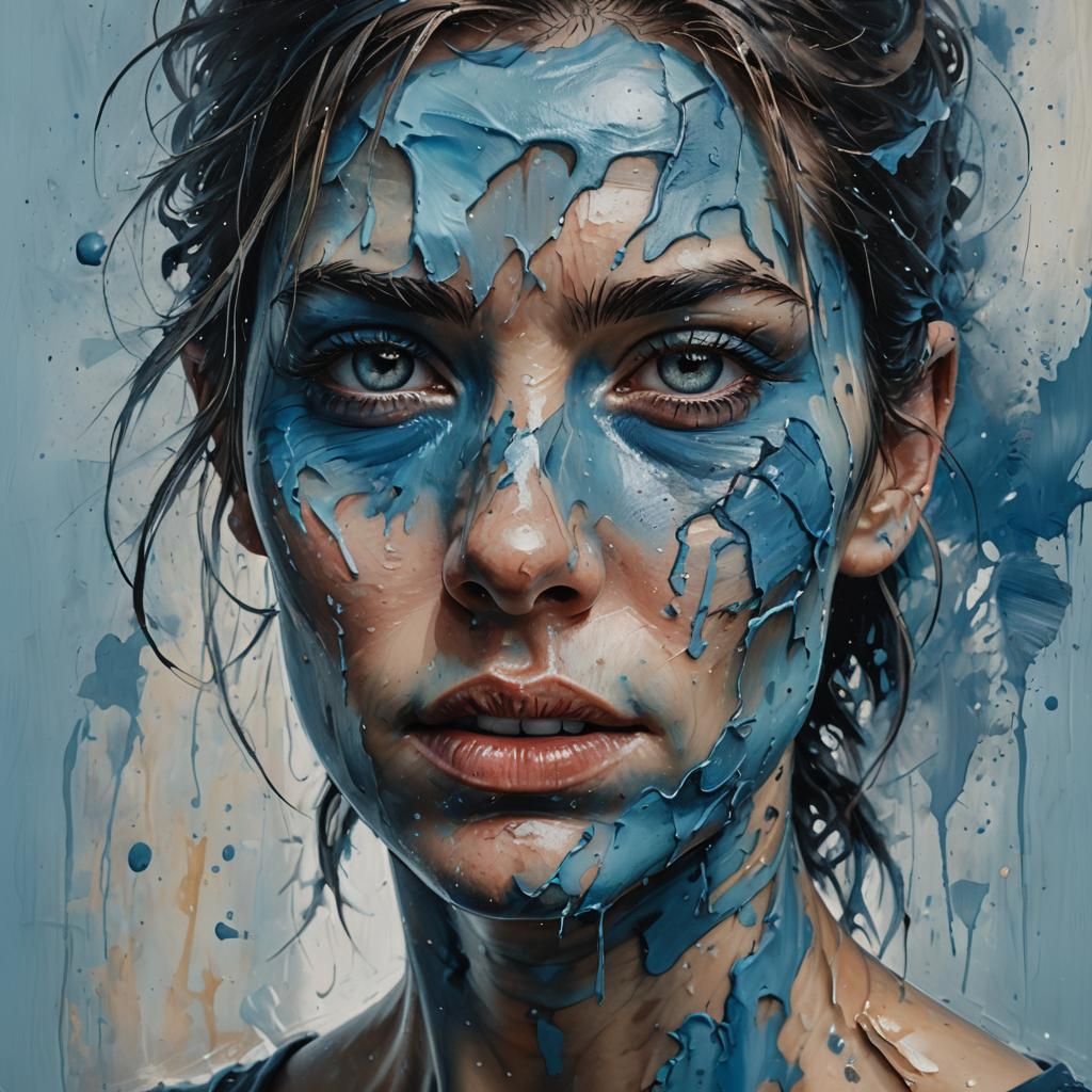 Scarred Face in Oil Painting Style