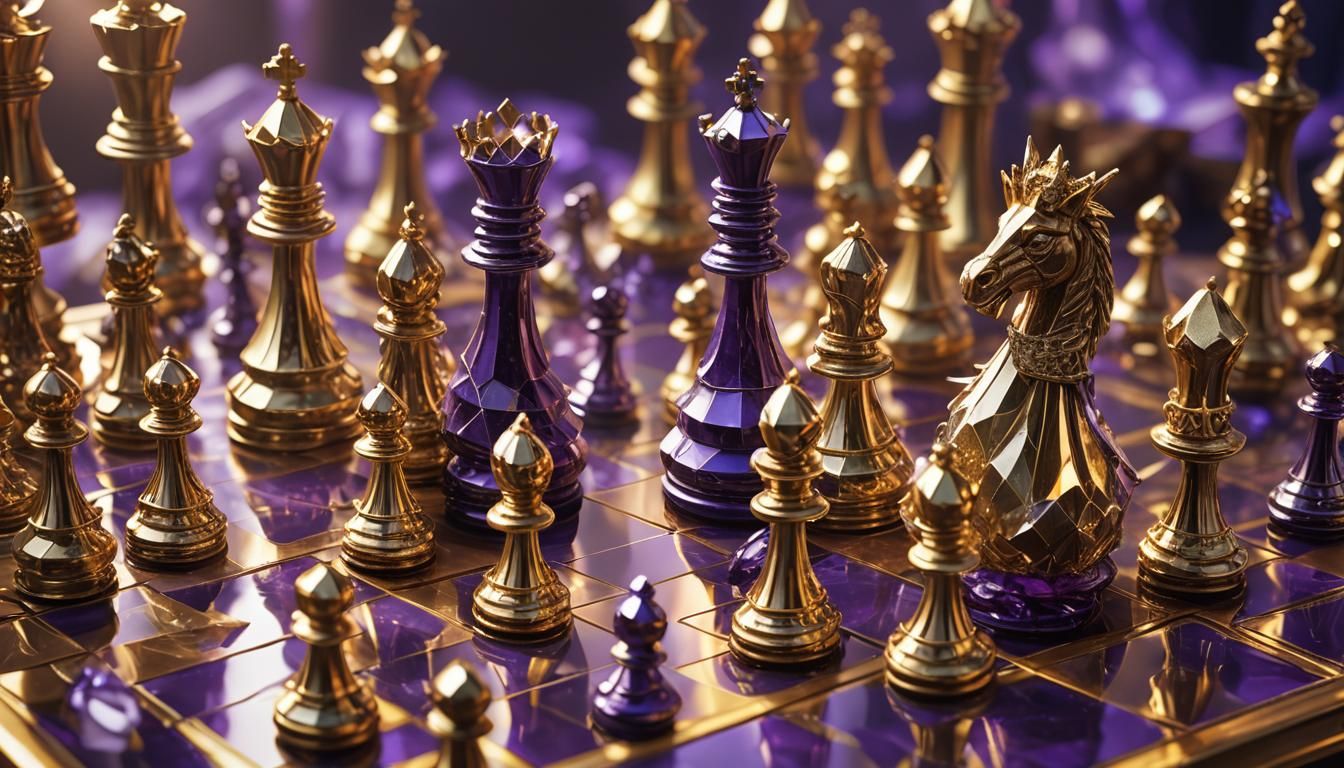 Luxury Crystal Chess Pieces in Unreal Engine Style