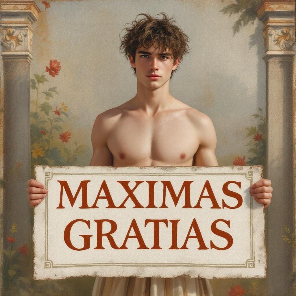 Handsome Roman Youth in Garden Wall Painting