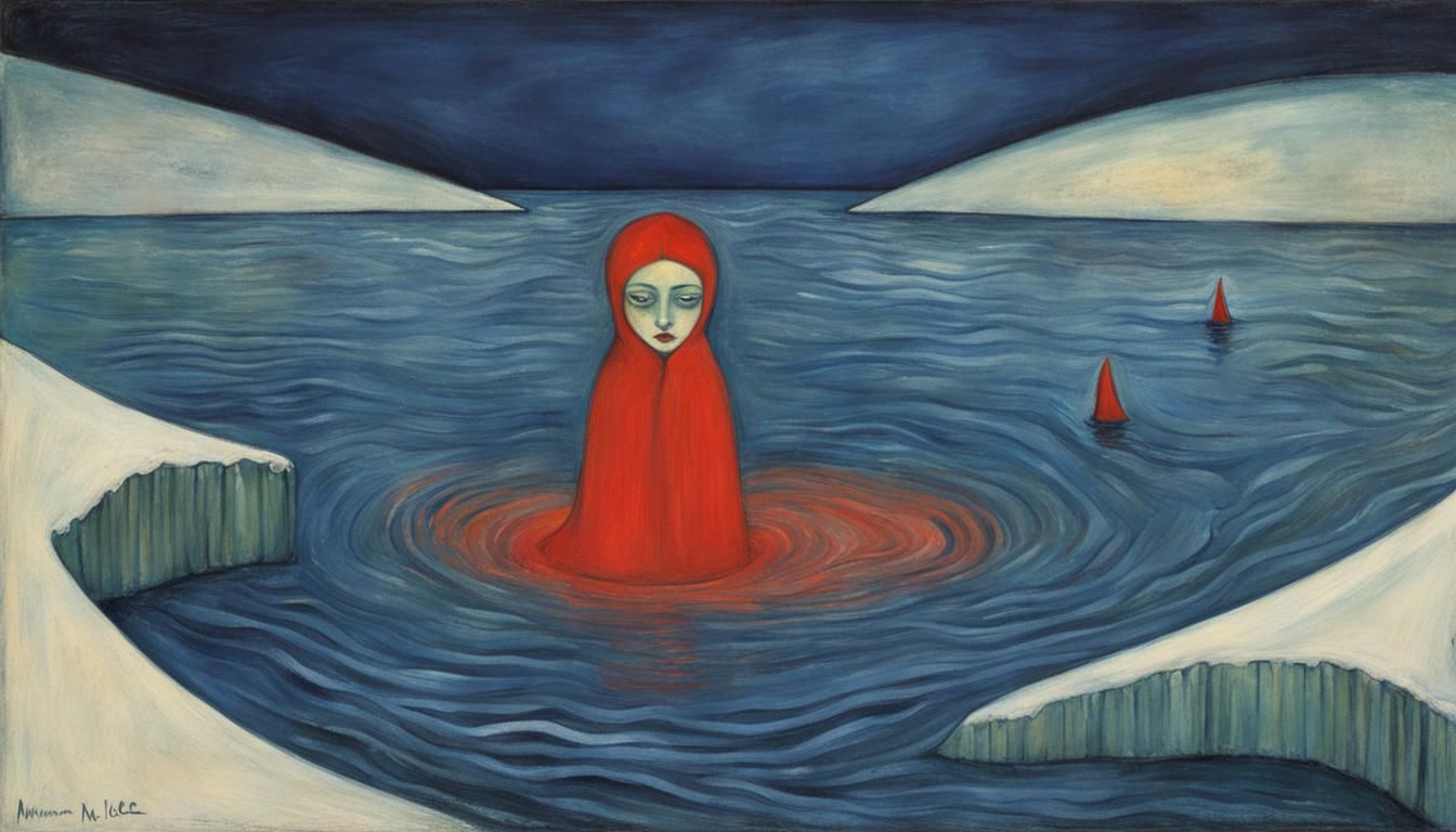 Demon Girl Drowning: Expressionist Seascape