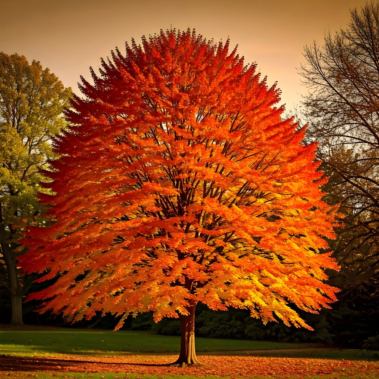Majestic Smooth Sumac Blooms in Vibrant Autumn Hues