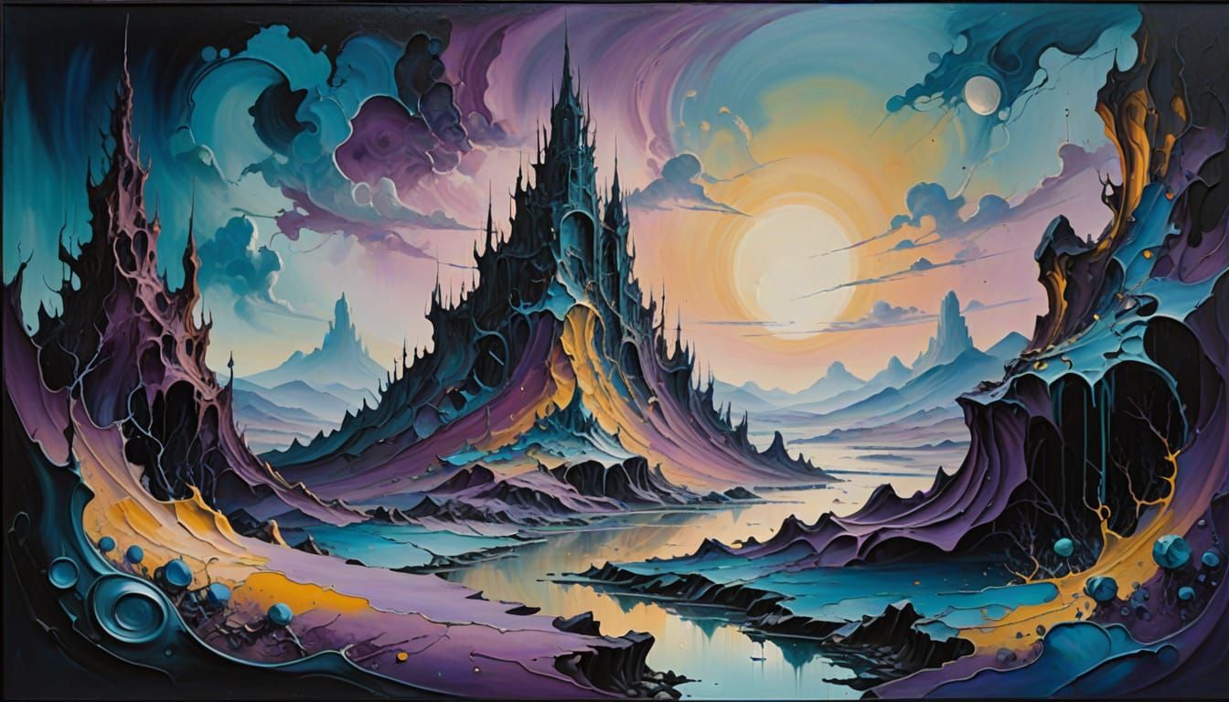 Ethereal Blending of Eras in Dreamlike Surrealist Scene