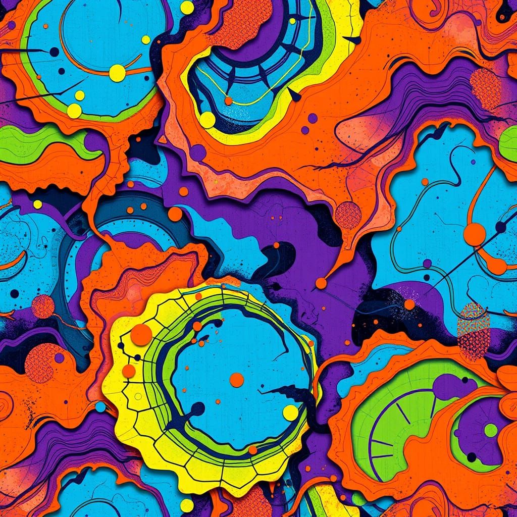 Vibrant Street Art Pattern in Bold Digital Colors