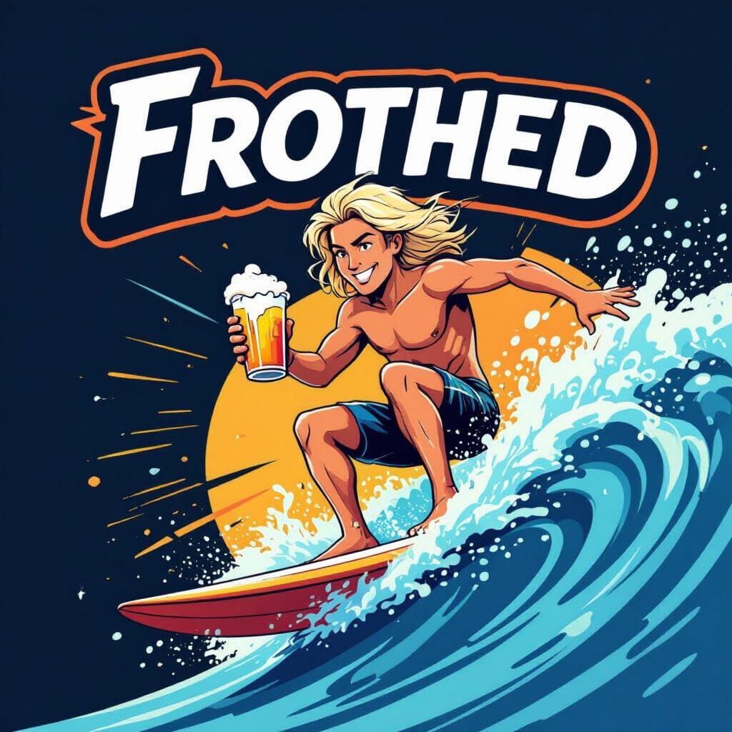 Surfer with Frothy Drink Logo for Frothed YouTube Channel