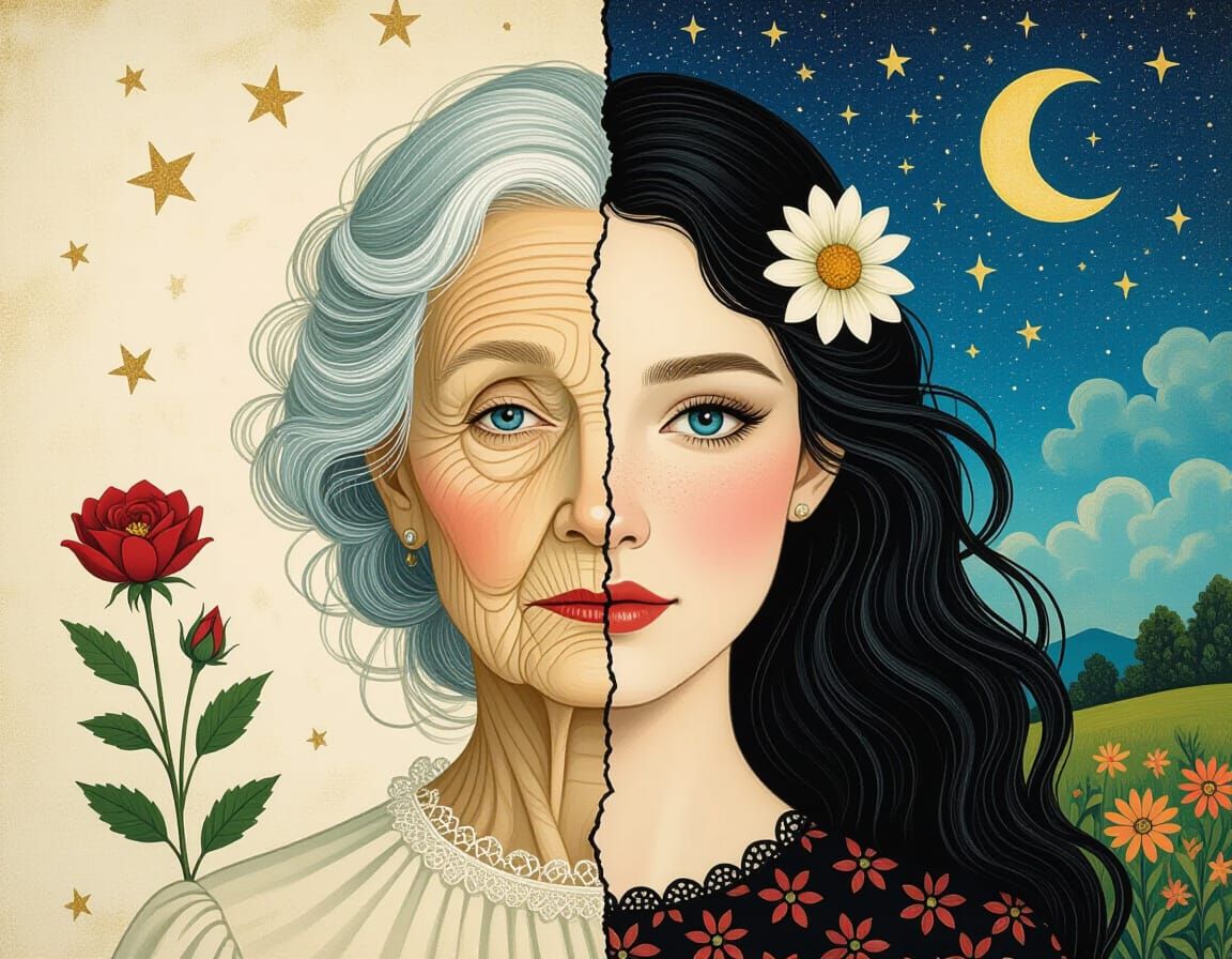 Surreal Portrait: Youth and Age in Dreamlike Split