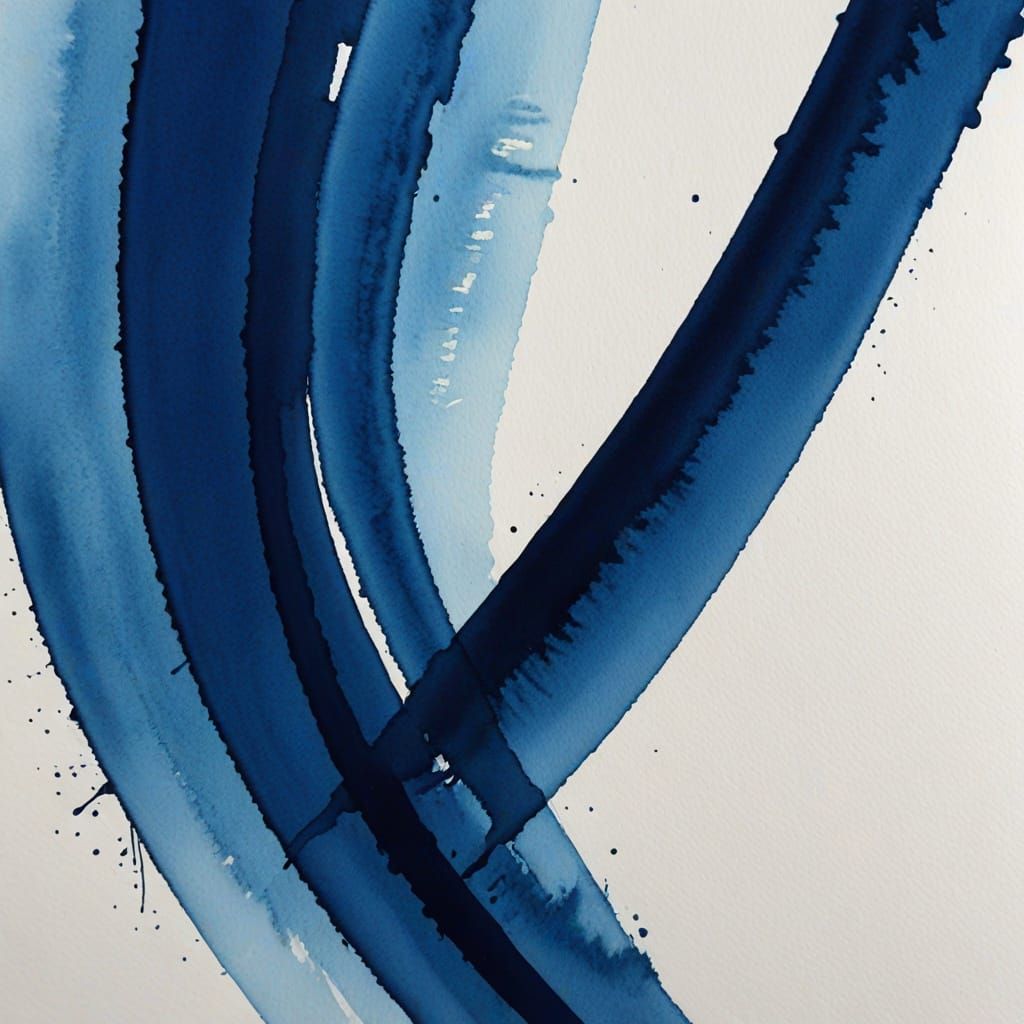 Long curve in blue ink