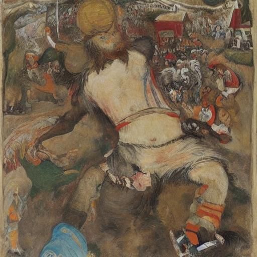 Peasant's Winter Basketball Game with Bears