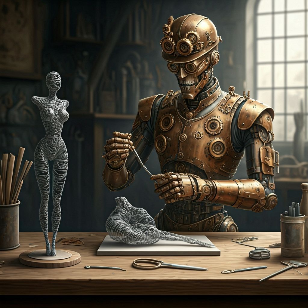 Steampunk Automaton Creates Wire Sculpture in Fantasy Style