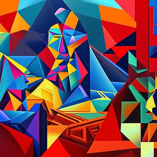 Chess Game in Cubist Art Deco Style