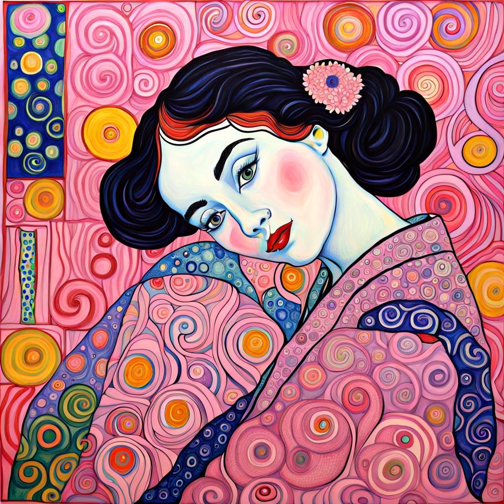 Pink Zentangle Inspired by Famous Painters