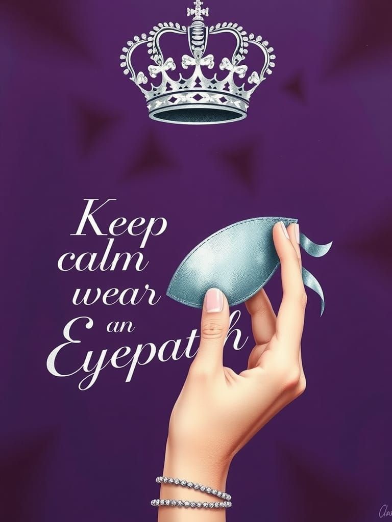 Silver Eyepatch and Crown on Plum Purple Canvas